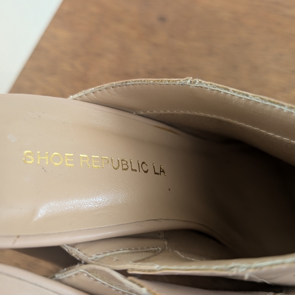 Elegant Beige Block Heel Mules - Picture 3 of 7